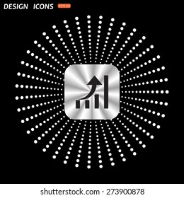 On a black background metallic square with rounded corners. growth of business. icon. vector design