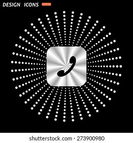 On a black background metallic square with rounded corners. challenge, answer the call. icon. vector design