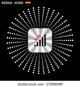 On a black background metallic square with rounded corners. no signal, poor signal strength, signal strength indicator. icon. vector design