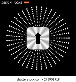 On a black background metallic square with rounded corners. arrow indicates the direction. icon. vector design