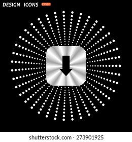 On a black background metallic square with rounded corners. arrow indicates the direction. icon. vector design