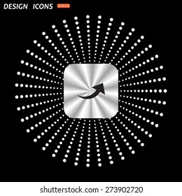 On a black background metallic square with rounded corners. arrow indicates the direction. icon. vector design
