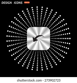 On a black background metallic square with rounded corners. arrow indicates the direction. icon. vector design