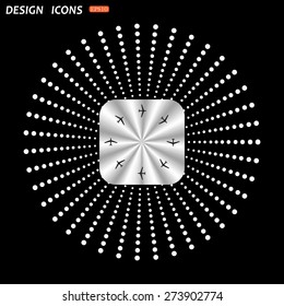 On a black background metallic square with rounded corners. Fashion Icon Aircraft. icon. vector design
