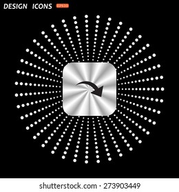 On a black background metallic square with rounded corners. arrow indicates the direction. icon. vector design