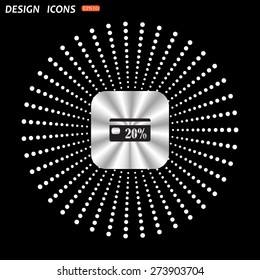 On a black background metallic square with rounded corners. Discount label. icon. vector design