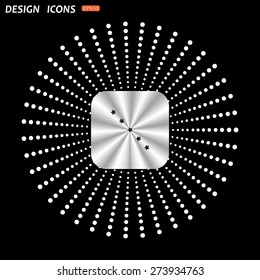 On a black background metallic square with rounded corners. stars. icon. vector design