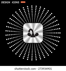 On a black background metallic square with rounded corners. tap symbol. icon. vector design