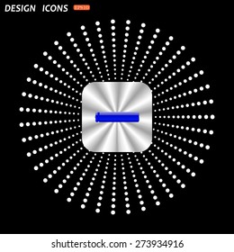 On a black background metallic square with rounded corners. li-ion battery. icon. vector design