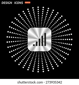 On a black background metallic square with rounded corners. signal strength indicator. icon. vector design