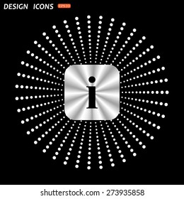 On a black background metallic square with rounded corners. icon of info. icon. vector design