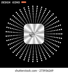 On a black background metallic square with rounded corners. Cog Settings. icon. vector design