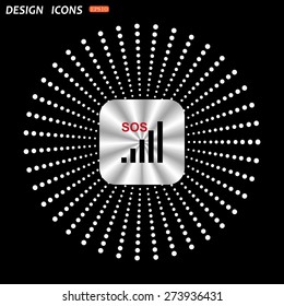 On a black background metallic square with rounded corners. no signal, poor signal strength, signal strength indicator. icon. vector design