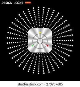 On a black background metallic square with rounded corners. GPS navigation. icon. vector design