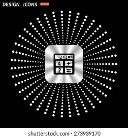On a black background metallic square with rounded corners. icon calculator. icon. vector design