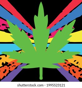 auf schwarzem Hintergrund Streifen Regenbogen-Cannabis