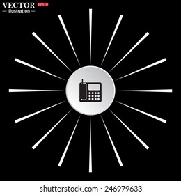 On a black background white circle with white rays.  phone, vector illustration, EPS 10
