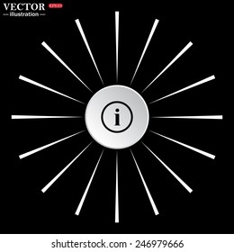 On a black background white circle with white rays. icon of info,   vector illustration, EPS 10