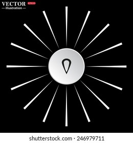 On a black background white circle with white rays. gps,  vector illustration, EPS 10