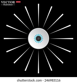 On a black background white circle with white rays. gas burner gas stove.