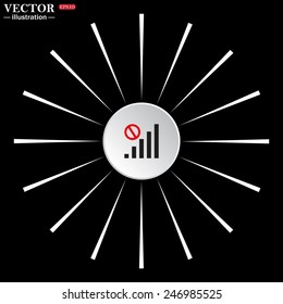 On a black background white circle with white rays. no signal