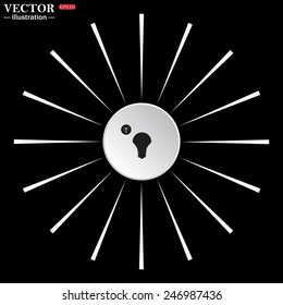 On a black background white circle with white rays. LED lamp controlled via wi-fi network, vector illustration, EPS 10