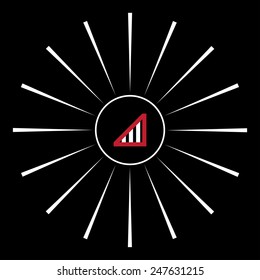 On a black background white circle with white rays. no signal, poor signal strength, signal strength indicator, vector illustration, EPS 10