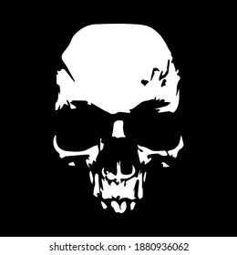 On a black background white human skull in vector.