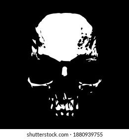 On a black background white human skull in vector.