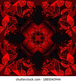 On black, brown and red colors. Vector abstract pattern page for antistress. Vector illustration.