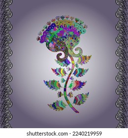 On black, neutral and gray colors. Vector illustration. A pattern of black, neutral and gray daisies on a black, neutral and gray colors.