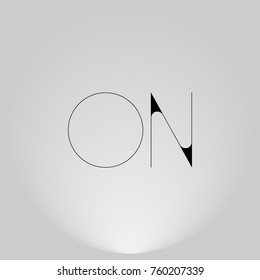 ON Black thin minimalist LOGO Design with Highlight on Gray background.