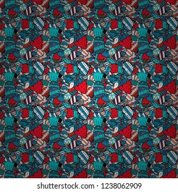 On black, white and blue colors. Candy vector doodle. Seamless pattern with watercolor sweets candies.