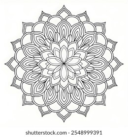 On a black and white the peacock coloring book line art 