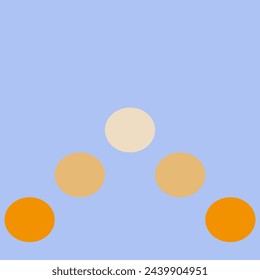 On the blue background ,there are circles of orange,yellow and white,comparable to colors of sun in morning noon afternoon and evening
