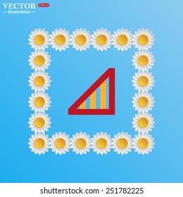 On a blue background with white daisies. no signal, poor signal strength, signal strength indicator, vector illustration, EPS 10