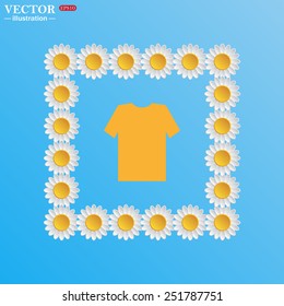 On a blue background with white daisies. Tshirt, vector illustration, EPS 10