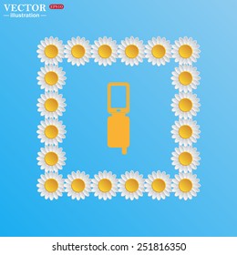 On a blue background with white daisies.  Case for phone , vector illustration, EPS 10