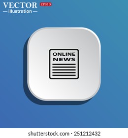 On a blue background white square with rounded corners. of online news, vector illustration, EPS 10 