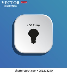 On a blue background white square with rounded corners. LED lamp , vector illustration, EPS 10