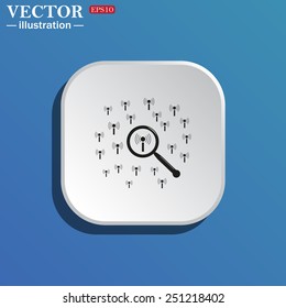 On a blue background white square with rounded corners. Search wi-fi network , vector illustration, EPS 10