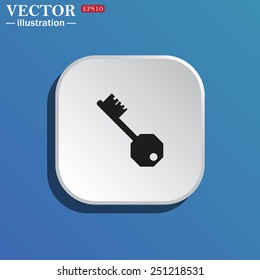 On a blue background white square with rounded corners. key, vector illustration, EPS 10
