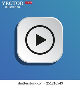 On a blue background white square with rounded corners. play, vector, EPS 10