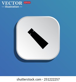 On a blue background white square with rounded corners. tube for cream or another cosmetic remedy , vector illustration, EPS 10