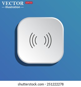 On a blue background white square with rounded corners. The wireless network , vector illustration, EPS 10