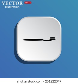 On a blue background white square with rounded corners. Toothbrush and Toothpaste , vector illustration, EPS 10