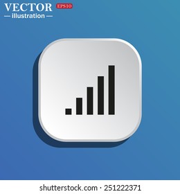 On a blue background white square with rounded corners. signal strength indicator, vector illustration, EPS 10