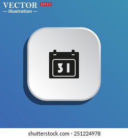On a blue background white square with rounded corners. Calendar, vector illustration, EPS 10
