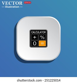 On a blue background white square with rounded corners. calculator, vector illustration, EPS 10