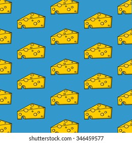 On a blue background lot of yellow cheese